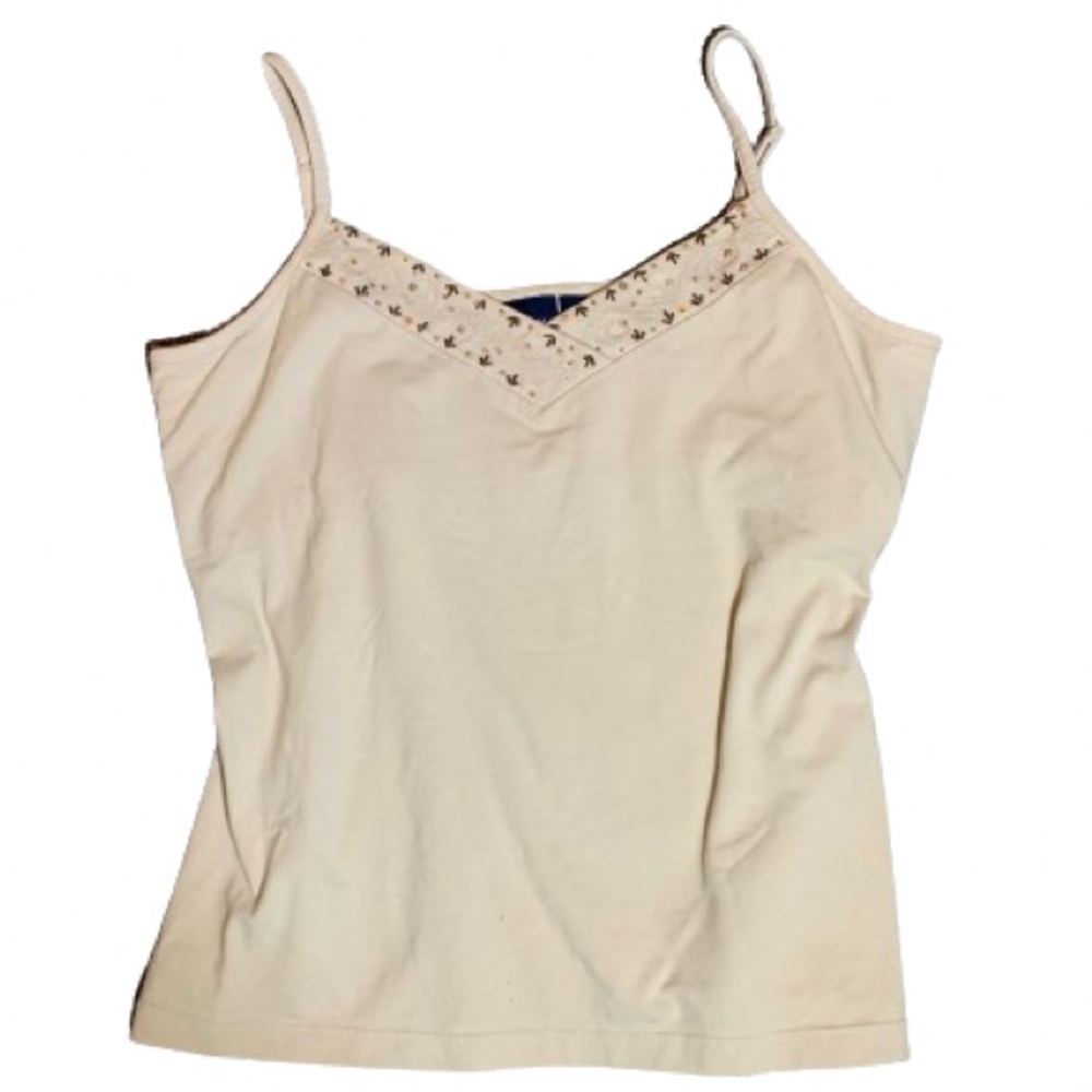 Sonoma Beaded Tank Size XL Beige Y2K festival